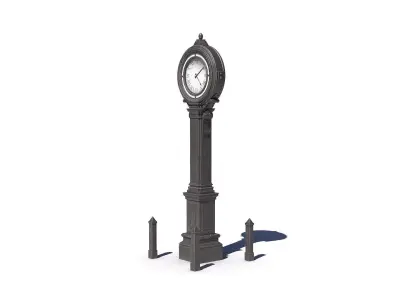 Vintage Street Clock Low-poly 3D model