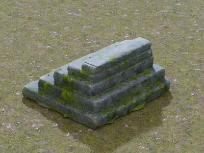 Stone staircase Low-poly 3D model