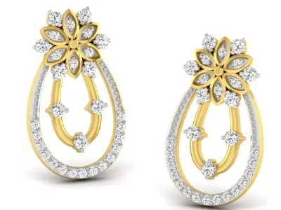 Rose Gold Diamond Women Earring 3D print Model 3D print model 17