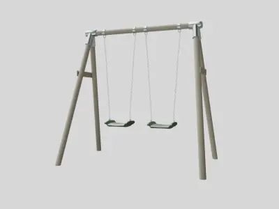 Wooden Swing - Playground Equipment 3D model