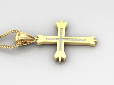 High Cross Pendant Light Gold 18K 4CP006 3D print model