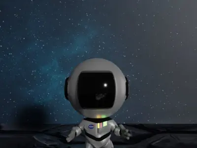 Astronaut on deserted planet Low-poly 3D model