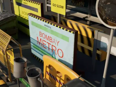 Asian Road Props Pack Low-poly 3D model