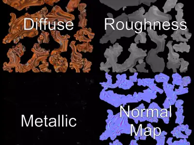 Baroque Cherub Ornament model pack Low-poly 3D model