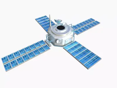Satellite H03 White Blue - SciFi Space Design Low-poly 3D model