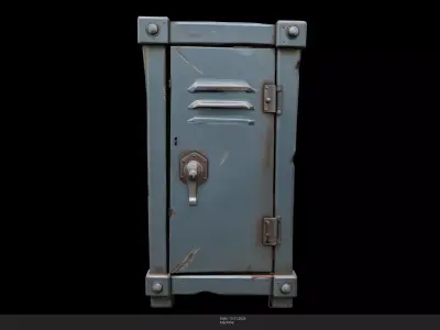 Stylized Metal Locker Game Ready - AI Low-poly 3D model