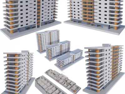 Residential Building with internal 3 3D model