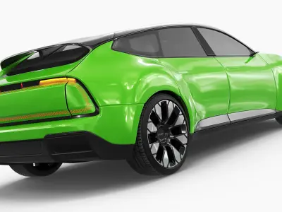  Audi E Panoramic Roof EV Green Rigged for Maya 