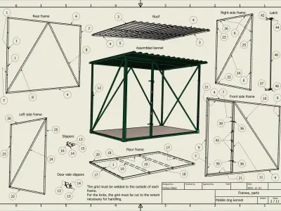 Mobile dog kennel 3D model