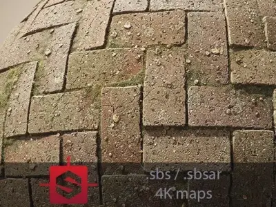 Interlocking Pavements Tileable PBR Material Texture