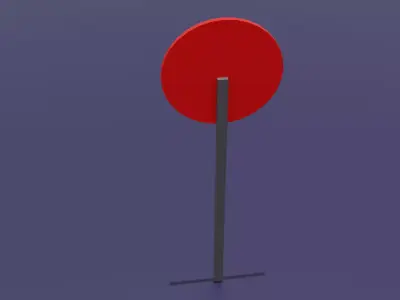 Low Poly Warning Road Sign City Game Ready Street Prop Low-poly 3D model