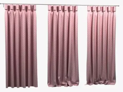 Goblet Heading pink kids Curtain 3D model