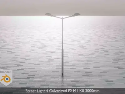 Street Light 4 Galvanized F2 M1 K0 3000mm Low-poly 3D model
