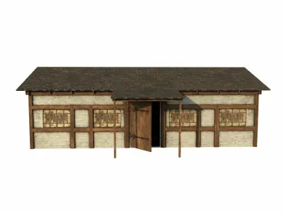 Medieval House Low-poly 3D model 35