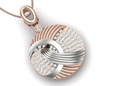 pendant rose gold with diamond in middle 3D print model
