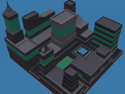 Low Poly City Block Game Assets Low-poly 3D model