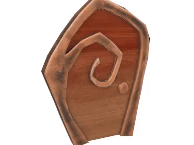 Low Poly Door hobbit Low-poly 3D model
