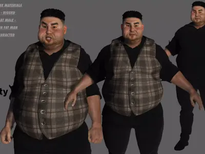 AAA 3D REALISTIC FAT MALE BUSINESSMAN 3-RIG GAME READY CHARACTER Low-poly 3D model