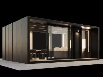 Closed gazibo with summer kitchen 3D model