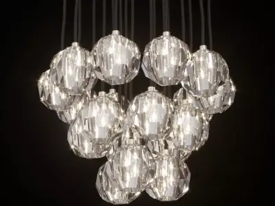 RH BOULE DE CRISTAL ROUND CLUSTER CHANDELIER 19 Nickel 3D model