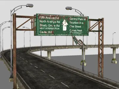 Broken Bridge Low-poly 3D model