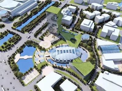 Eco Civic Campus with Green-Roof Tower 3D model