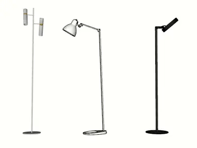 Minimalist Trio Floor Lamps 3D model