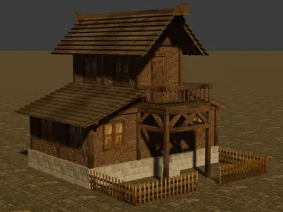 Versatile Low Poly Medieval House Assets for Town Building Low-poly 3D model