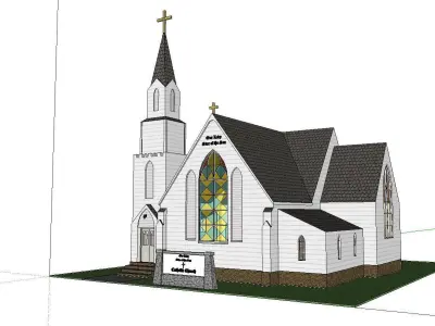 Architecture-Religion-God-Culture-Temple-0144 church with ste... 3D model