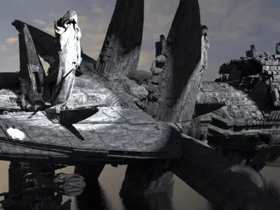 Alien Lookout Ship ruin Kit bash  3D model