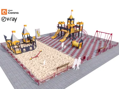 Playground 3D Model I Sandbox - Slides I V-Ray And Corona  3D model