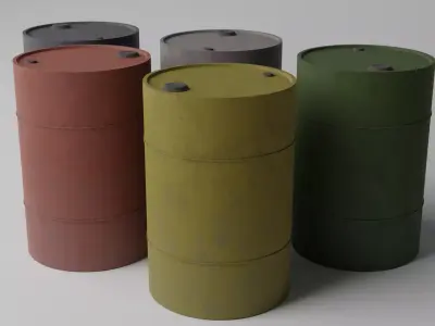 Oil Barrels with dirt Low-poly 3D model