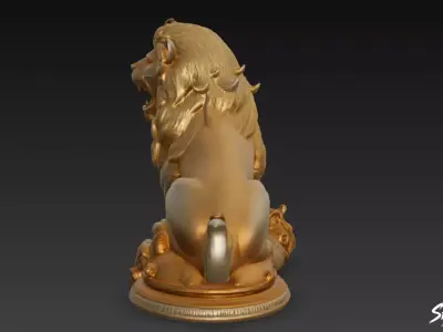 Lion Statue V28 Low-poly 3D model