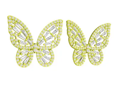 Luxury Butterfly Diamond Stud Earrings Design for Women 7290 3D print model