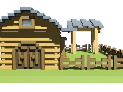 Cattle corral Low-poly 3D model
