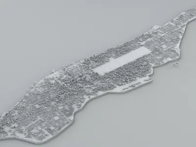 Manhattan Island New York City Streets Buildings Road Networks 3D model