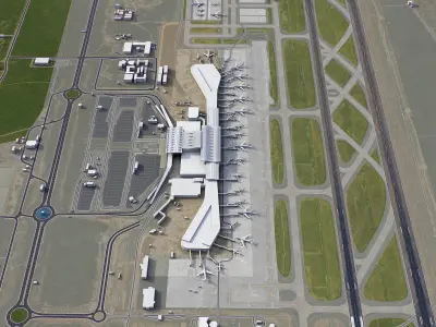 Hyderabad Airport Low-poly 3D model