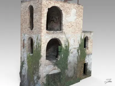 Abandoned building 01 Low-poly 3D model
