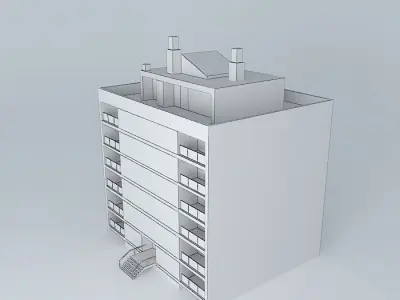 Residential building  1960ies Low-poly 3D model