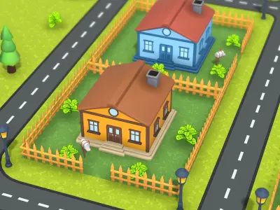 Cozy Town Life Low-poly 3D model
