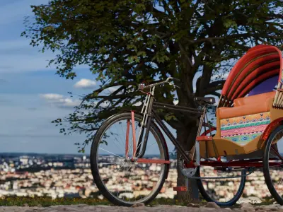 Paddle Rickshaw -detailed model 3D model
