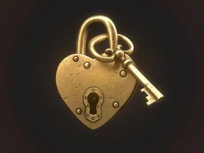 Padlock Heart 3  Low-poly 3D model