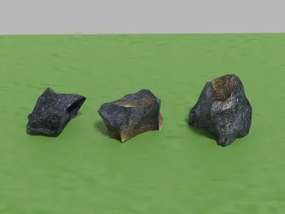 game ready stones three rocks Low-poly 3D model