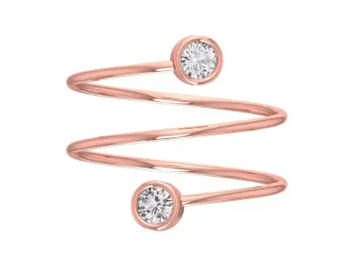 Solitaire Women Spiral Round Stone Band Ring 3D print model