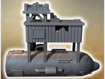 Large structure with upper defenses airplane carcass and reinfor 3D print model