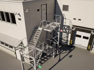 Industrial Warehouse Building with Loading Dock 3D model