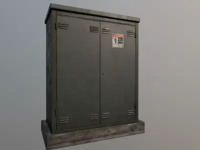 ElectricBox metal cabinet with sign Low-poly 3D model