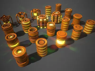 Sci-Fi Cylinder Version Two Low-poly 3D model