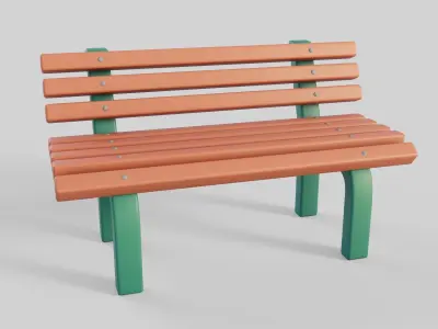 Cartoon Bench 6 Low-poly 3D model
