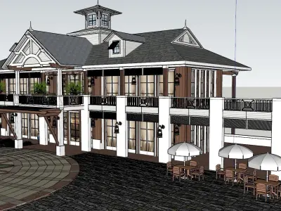 Architecture - Beach Club House - Bahamian Style 3D model